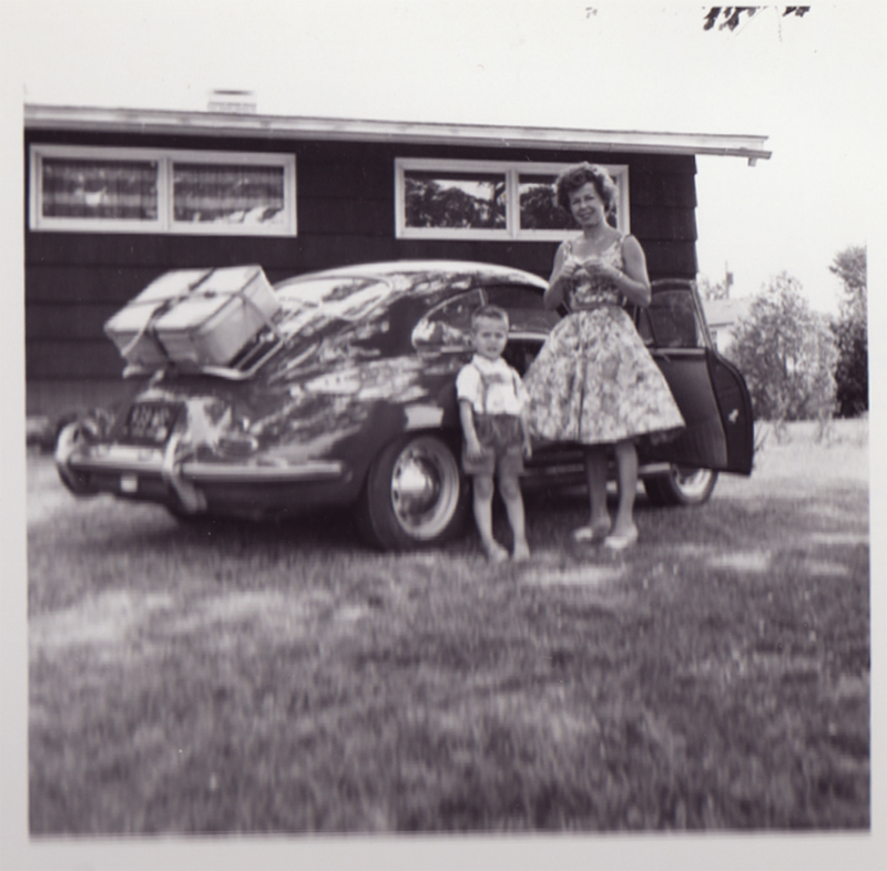 B&W Photo Unknown Model with Car Showing Panties 1960's 1940's