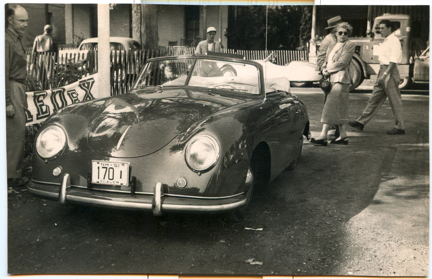 B&W Photo Unknown Model with Car Showing Panties 1960's 1940's